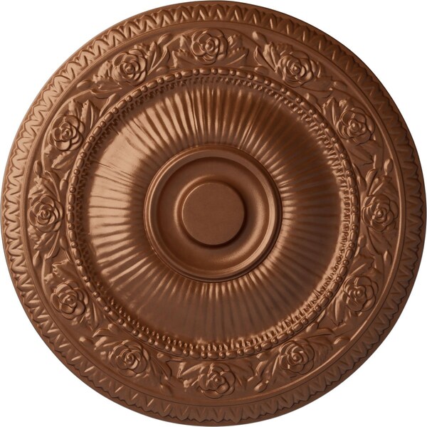 Ekena Millwork Neuveau Ceiling Medallion (Fits Canopies up to 6 3/8"), Hnd-Painted Polished Copper, 24 1/4"OD x 2"P CM24NAPOS - main